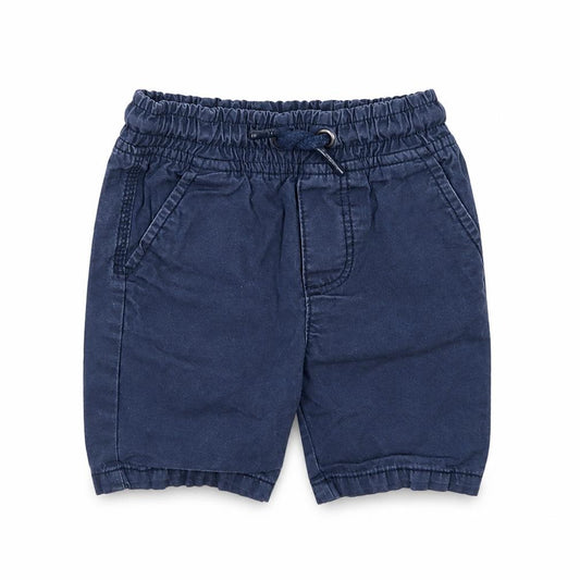 Front view of F&F Baby Blue Cotton Cropped Trousers, size 12-18, Months Drawstring