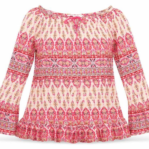 Miss E-vie Girls Pink Paisley Viscose Basic Blouse Size 12 Years Round Neck
