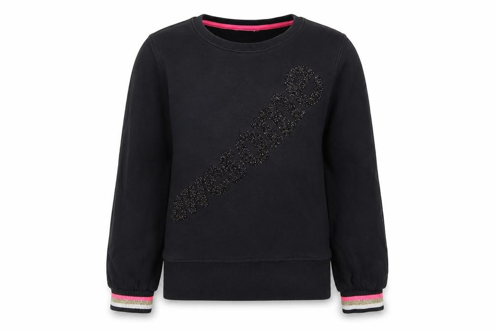 Front view of Marks & Spencer girls’ black cotton pullover sweatshirt, size 11-12, years - awesome