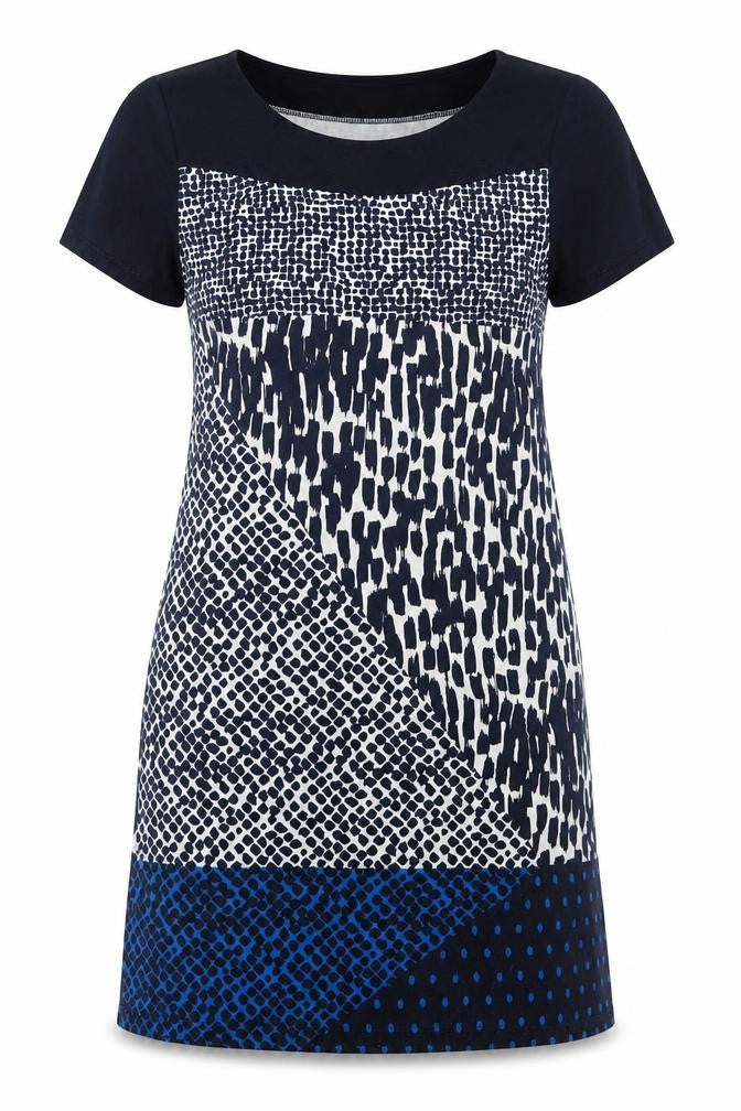 Paramour Womens Blue Plaid Viscose T-Shirt Dress  Size L  Crew Neck Pullover