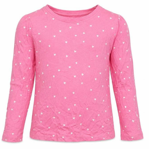 John Lewis Girls Pink Spotted 100% Cotton Jersey T-Shirt Size 5 Years Round Neck Pullover - Hearts