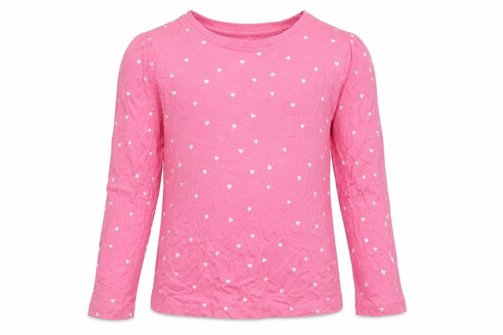 John Lewis Girls Pink Spotted 100% Cotton Jersey T-Shirt Size 5 Years Round Neck Pullover - Hearts