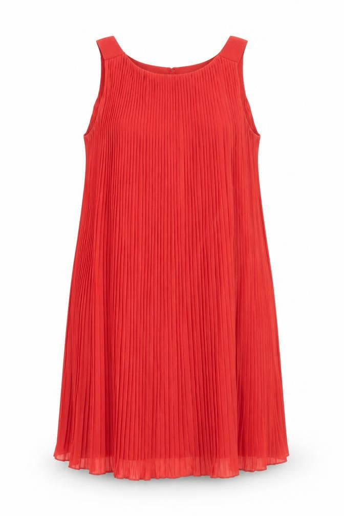 Front view of Miss Selfridge women’s orange polyester trapeze & swing, size UK 8, round neck tie