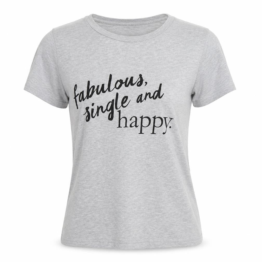 Front view of Stradivarius women’s grey cotton basic t-shirt, size S, round neck