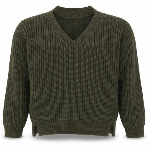 New Look Girls Green V-Neck  Acrylic Pullover Jumper Size 12-13 Years