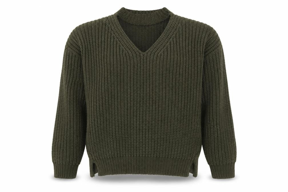 New Look Girls Green V-Neck  Acrylic Pullover Jumper Size 12-13 Years