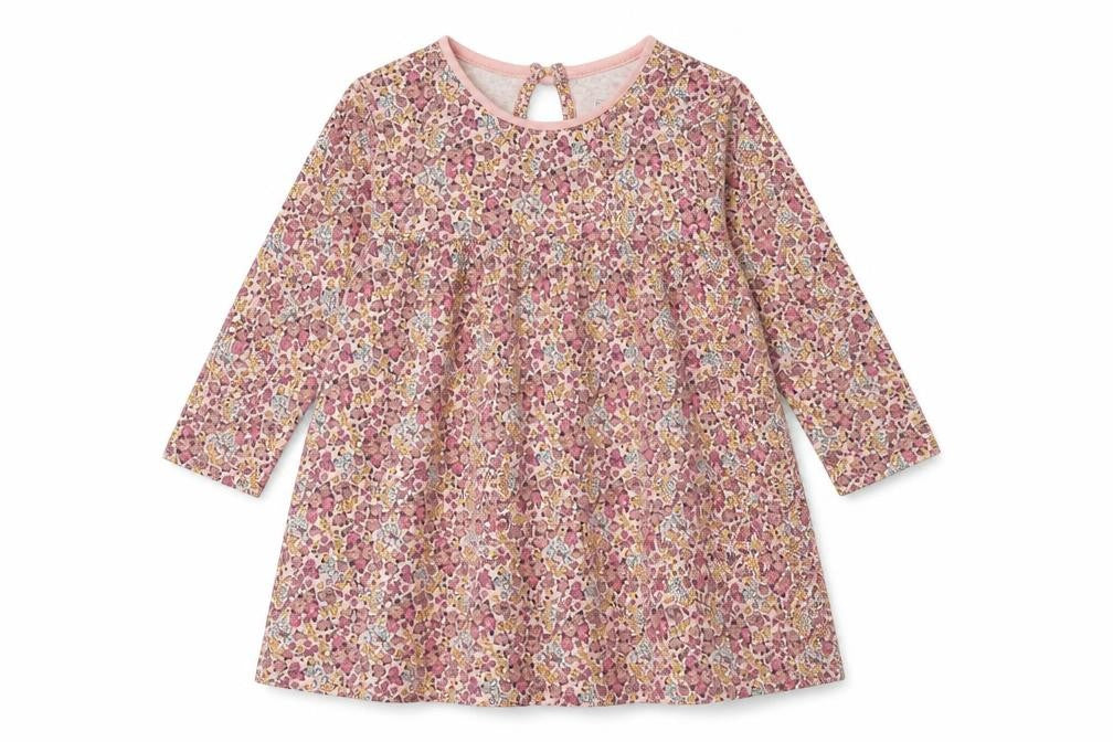 F&F Girls Pink Floral Cotton T-Shirt Dress  Size 12-18 Months  Round Neck Pullover