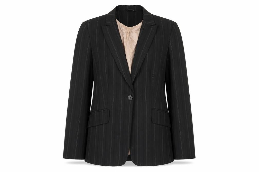 Dunnes Womens Black Striped Polyester Jacket Blazer Size 14
