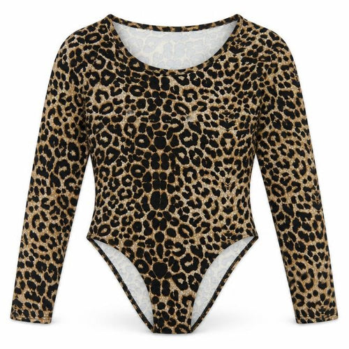 Styleplus Womens Brown Animal Print Viscose Bodysuit One-Piece Size M  Snap