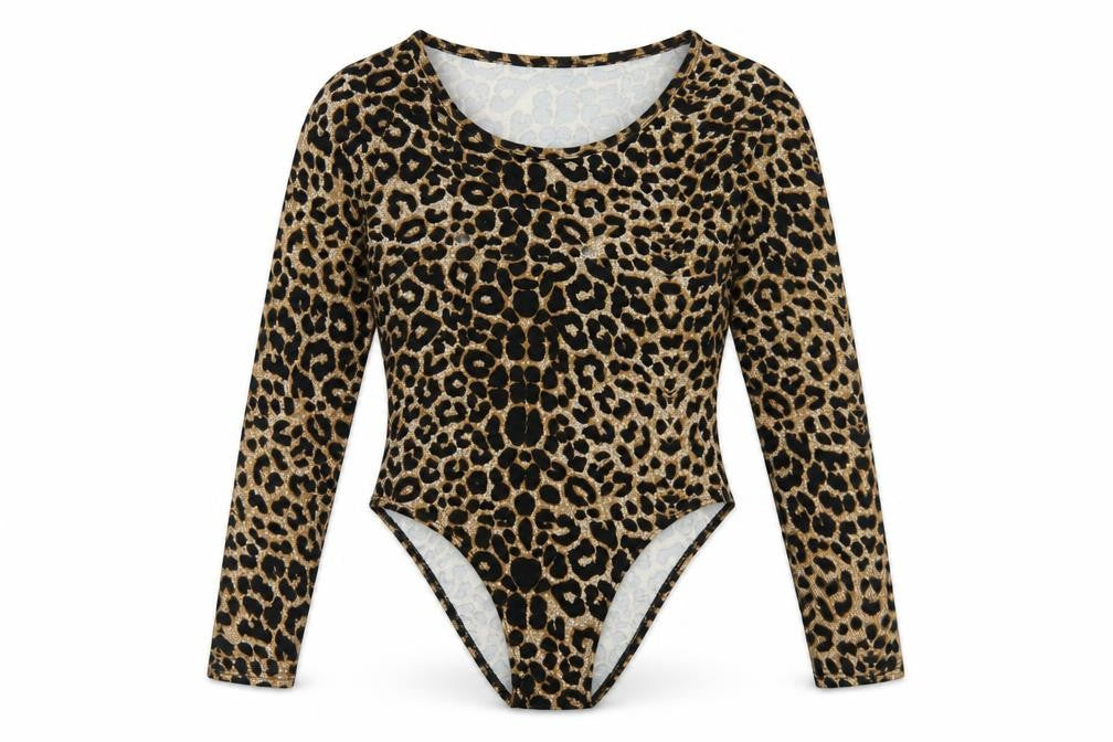 Styleplus Womens Brown Animal Print Viscose Bodysuit One-Piece Size M  Snap