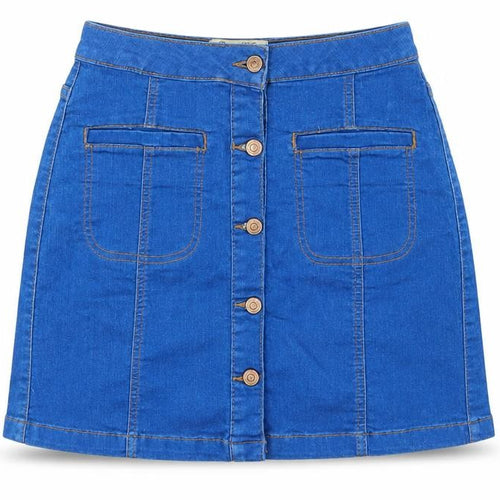 Parisian Collection Womens Blue  Cotton A-Line Skirt Size 10   Button