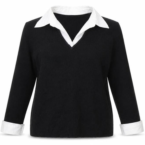Debbie Morgan Womens Black  Cotton Jersey Blouse Size L V-Neck