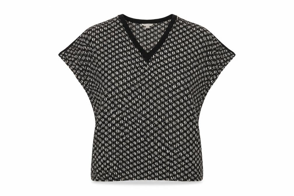Monsoon Womens Multicoloured Geometric Viscose Basic Blouse Size S V-Neck