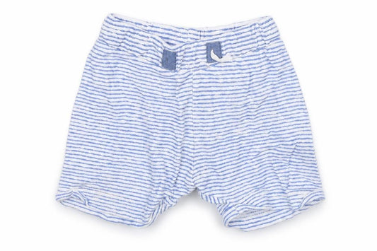 Front view of Matalan Baby Blue Striped Cotton sweatpants, size 9-12, Months - Shorts