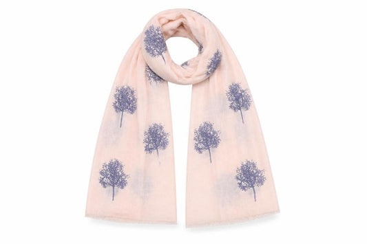 Front view of Preworn women’s pink floral viscose shawl/wrap