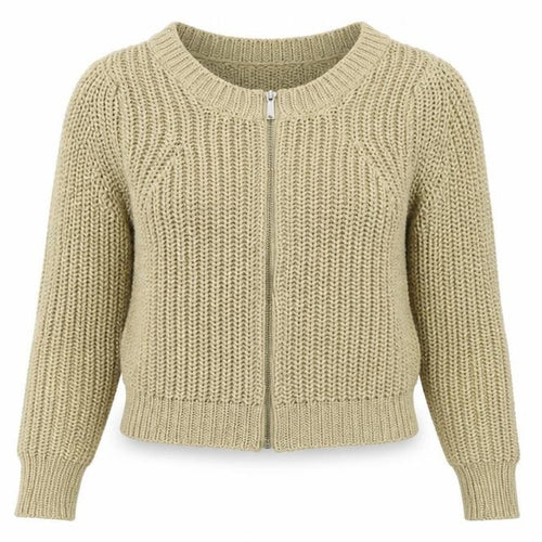 South Womens Gold Crew Neck  Acrylic Full Zip Jumper Size 10