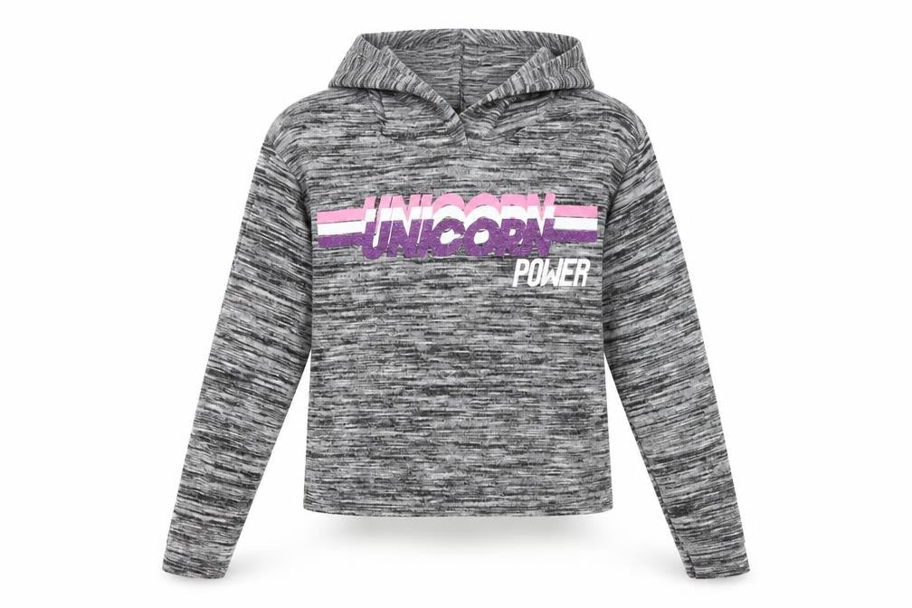 Front view of Very girls’ grey polyester pullover hoodie, size 12, years