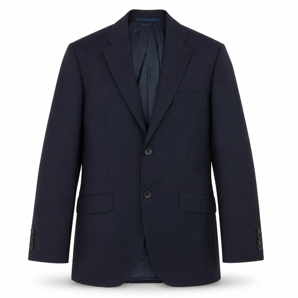 Front view of Howick Tailored men’s blue wool jacket blazer, size 36