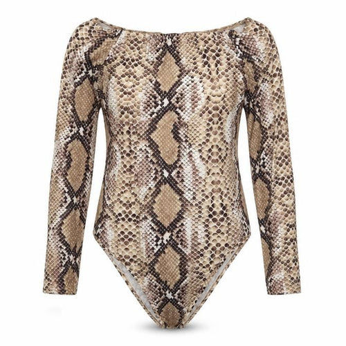 I SAW IT FIRST Womens Brown Animal Print Polyester Bodysuit One-Piece Size 10