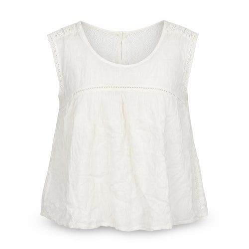 Mango Womens Ivory  Viscose Basic Blouse Size M Round Neck