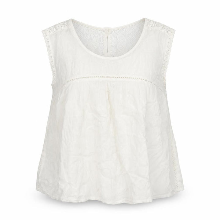 Mango Womens Ivory  Viscose Basic Blouse Size M Round Neck