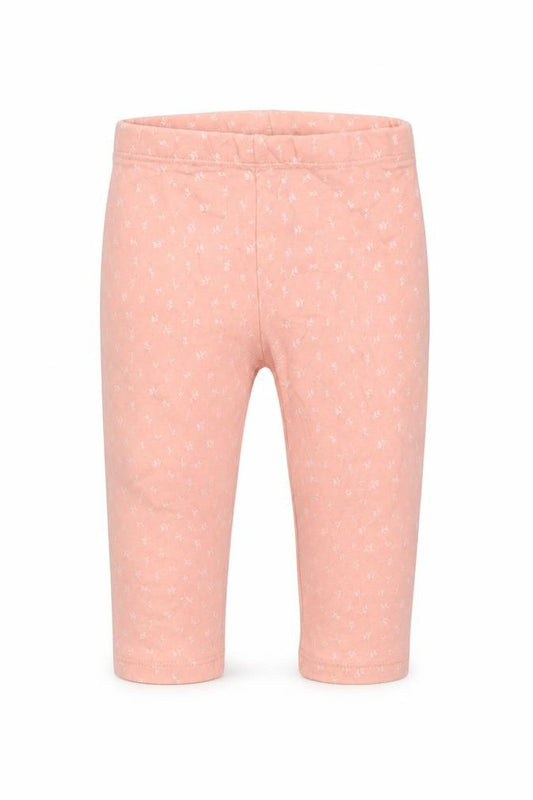 Front view of F&F girls’ pink floral cotton capri trousers, size 9-12, months pullover