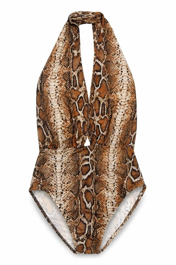 Edge Street Womens Orange Animal Print Polyester Bodysuit One-Piece Size 10  Tie - Open back