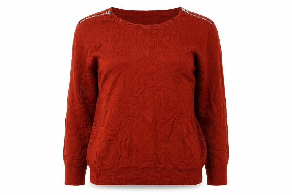 Front view of Red Herring women’s brown crew neck viscose jumper, size UK 14