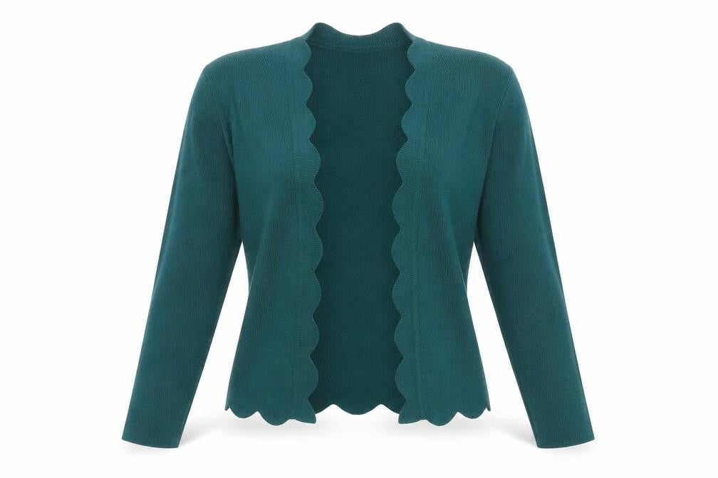 Soon Womens Green V-Neck  Viscose Shrug Jumper Size S