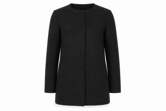 Front view of VILA women’s black jacket coat, size S