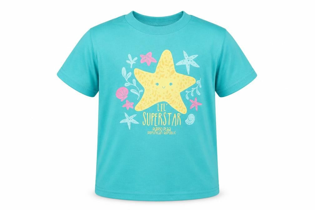 Delta Pro Weight Girls Green  Cotton Basic T-Shirt Size 4 Years Crew Neck Pullover - Superstar