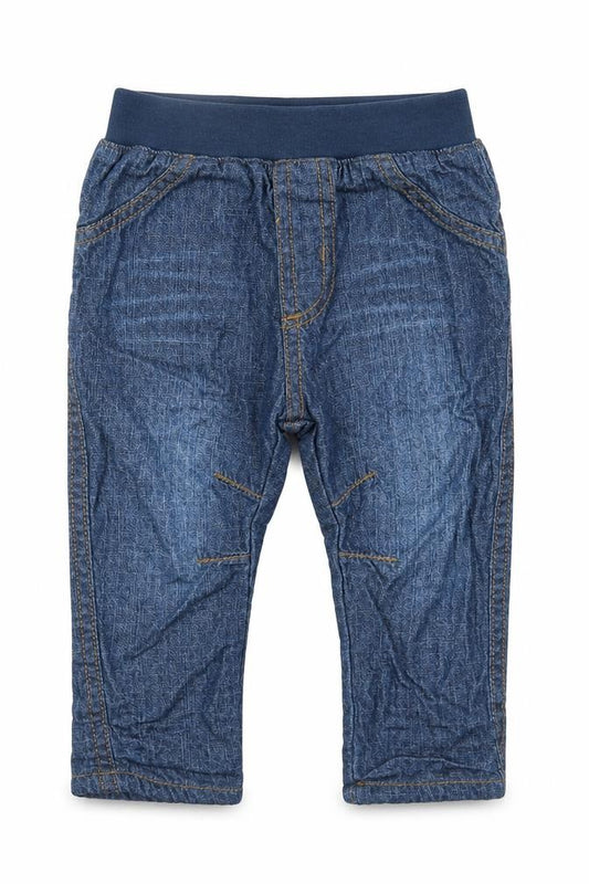 Front view of George boys’ blue cotton capri jeans, size 6-9, months