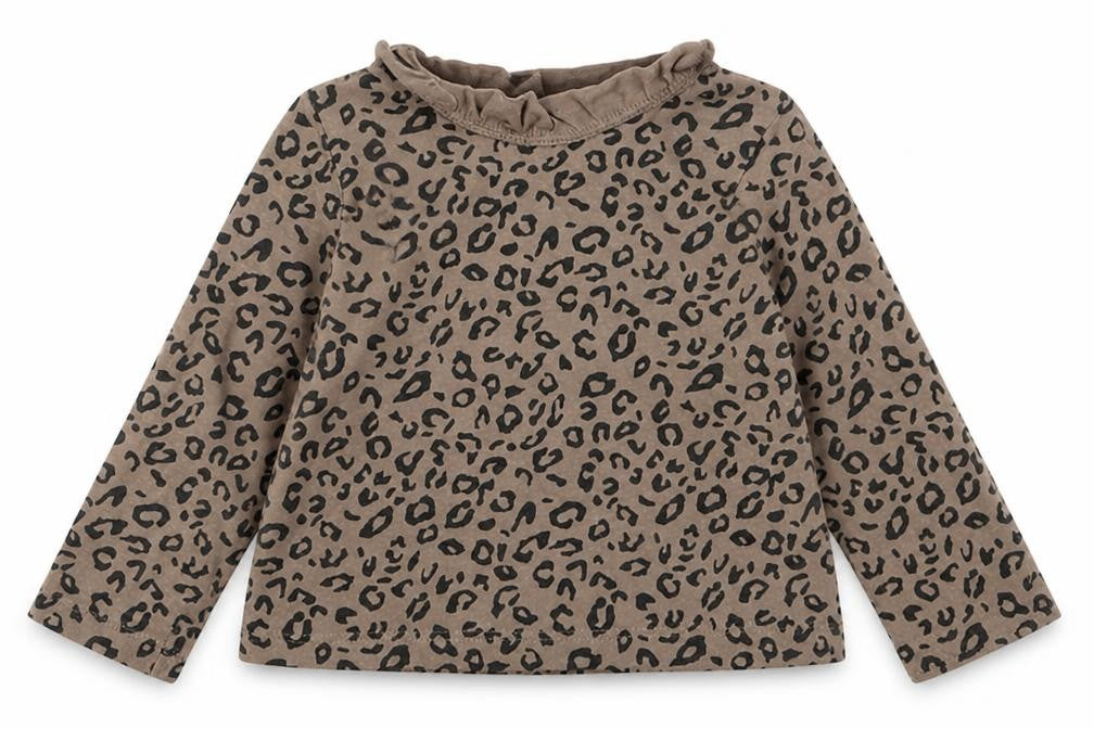 George Girls Brown Animal Print Cotton Basic Casual Size 2 Years Crew Neck Button