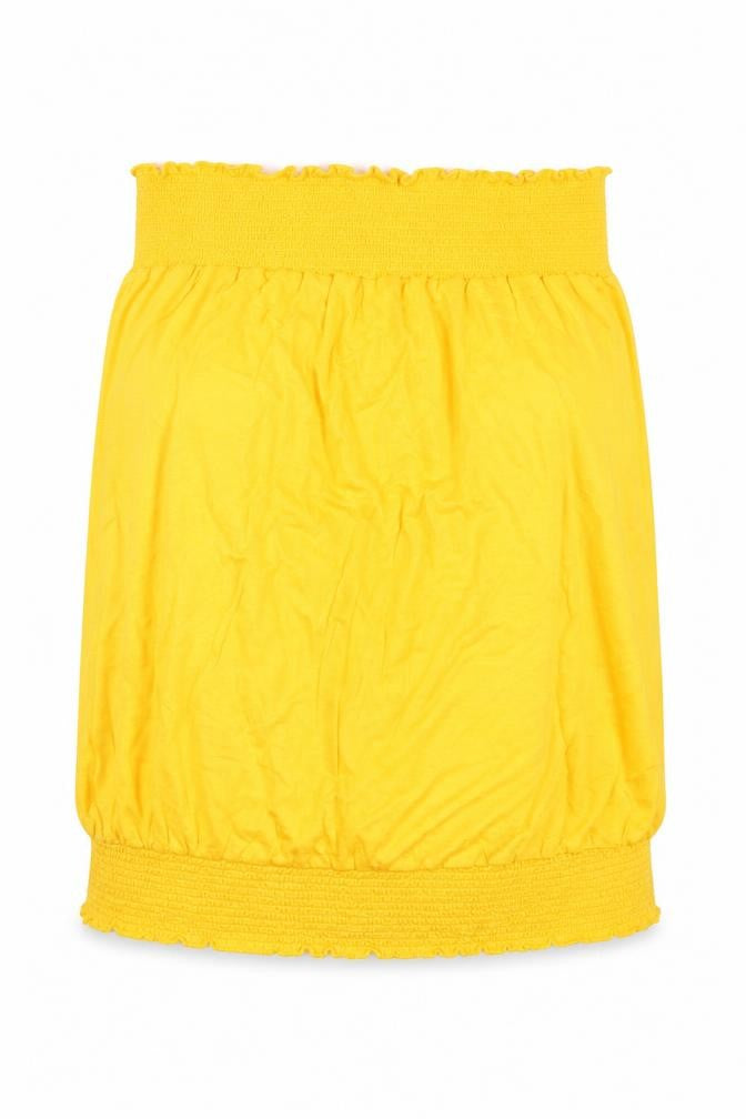 Front view of Studio women’s yellow viscose basic tank, size UK 12, round neck
