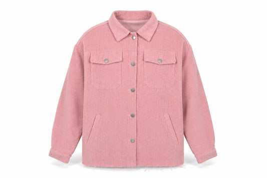 Front view of SHEIN women’s pink jacket, size XS, button - distressed