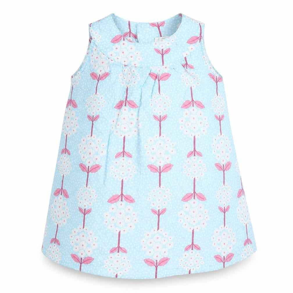 Front view of H&M girls’ blue 100% cotton basic blouse, size 9-12, months round neck pullover