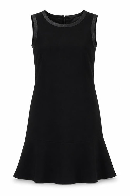 Front view of ESPRIT women’s black polyester fit & flare, size UK 12, round neck zip