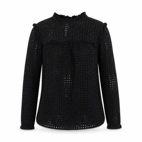 Fashion Union Womens Black Geometric 100% Cotton Basic Blouse Size 10 Round Neck