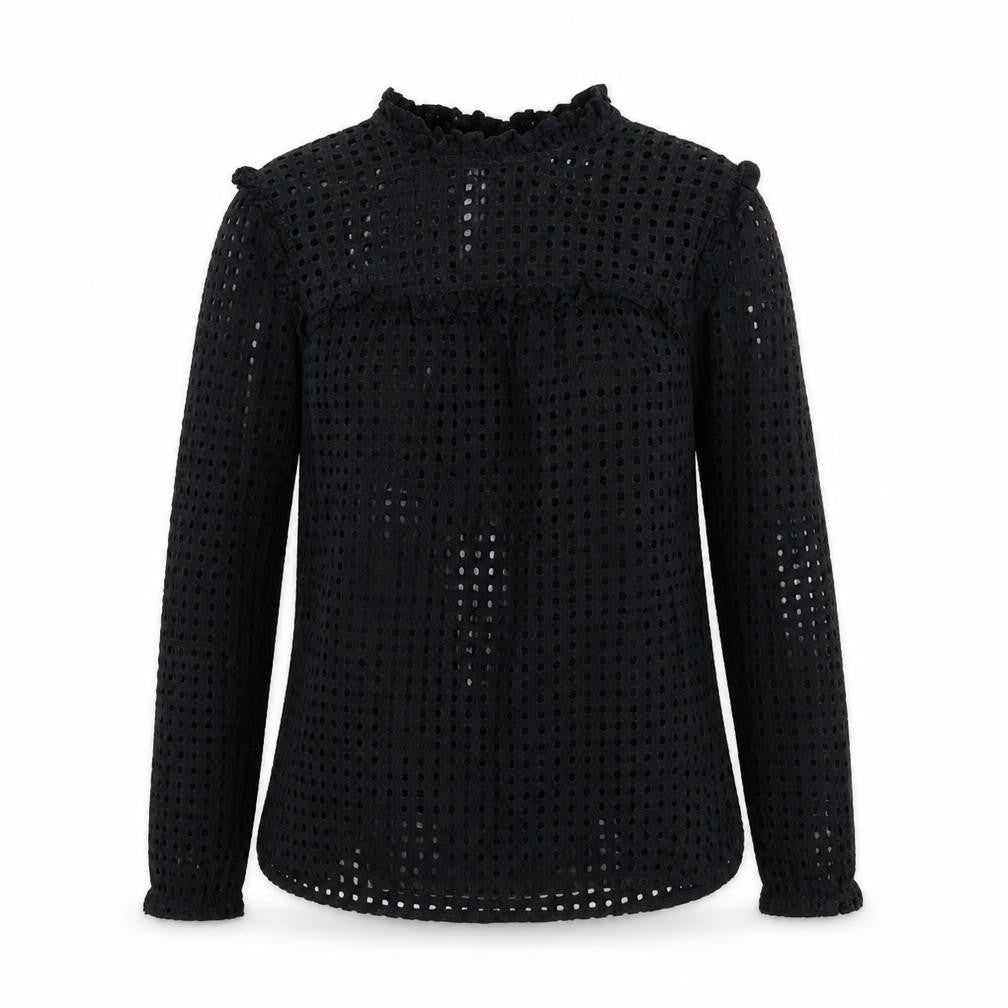 Fashion Union Womens Black Geometric 100% Cotton Basic Blouse Size 10 Round Neck