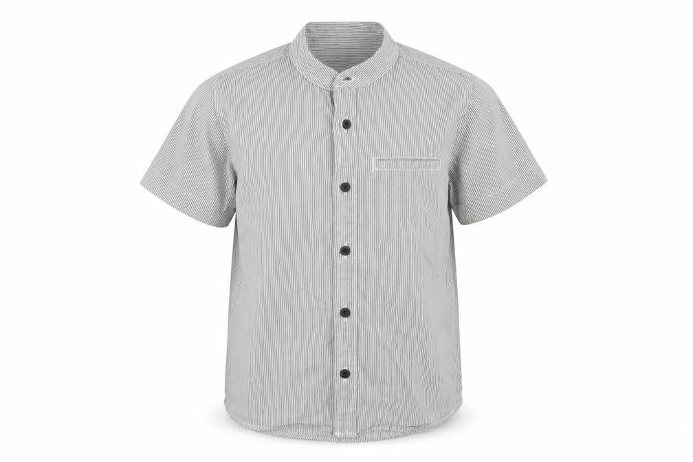 Dunnes Boys Grey Striped 100% Cotton Basic Button-Up Size 5 Years Round Neck Button