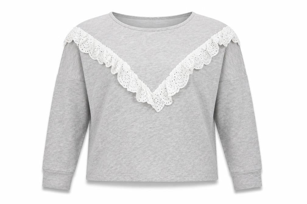 Pep&Co Womens Grey  Polyester Pullover Sweatshirt Size 16  Pullover - Cropped