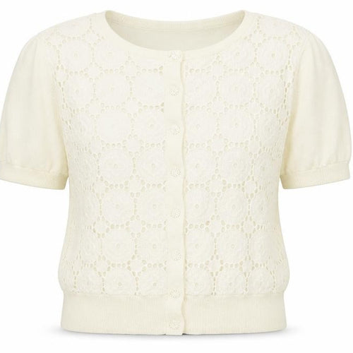 Savida Womens Beige Round Neck  Cotton Cardigan Jumper Size 10