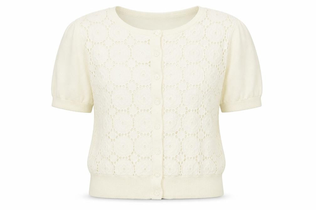 Savida Womens Beige Round Neck  Cotton Cardigan Jumper Size 10