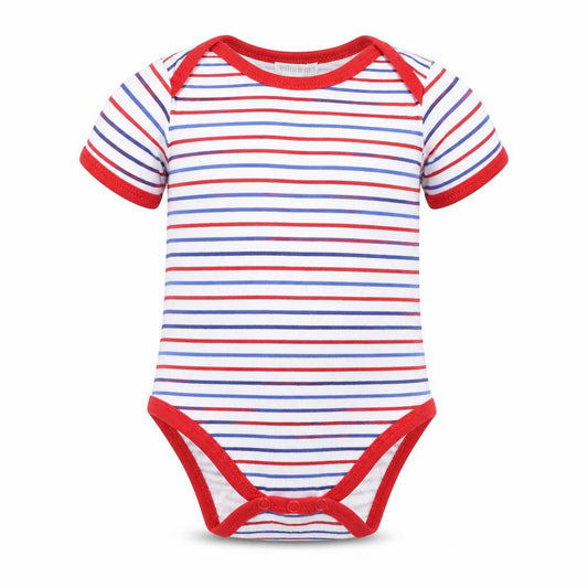 Nursery Time Boys Multicoloured Striped Cotton Babygrow One-Piece Size 0-3 Months  Snap