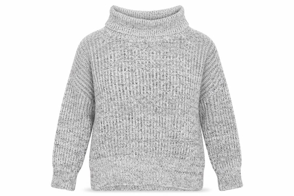 Front view of New Look women’s grey roll neck acrylic jumper, size UK 8