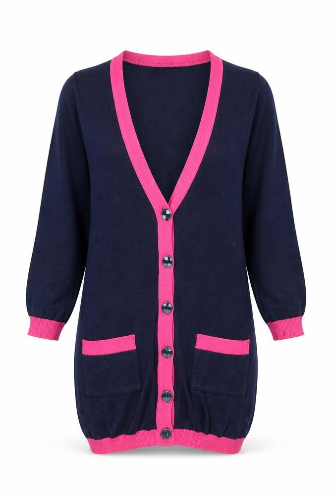 ASOS Womens Blue V-Neck  Cotton Cardigan Jumper Size 8