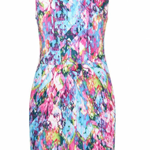Internacionale Womens Multicoloured Geometric Polyester Pencil Dress  Size S  Scoop Neck Zip