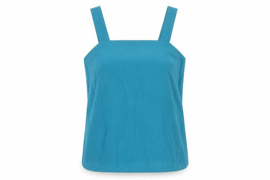 Front view of F&F women’s green polyester basic tank, size UK 12, square neck