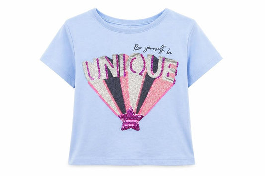 Front view of George girls’ blue cotton pullover polo, size 5-6, years crew neck pullover - unique