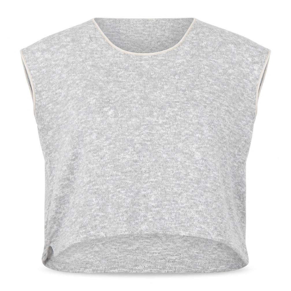 Front view of Oasdis women’s grey scoop neck viscose jumper, size L